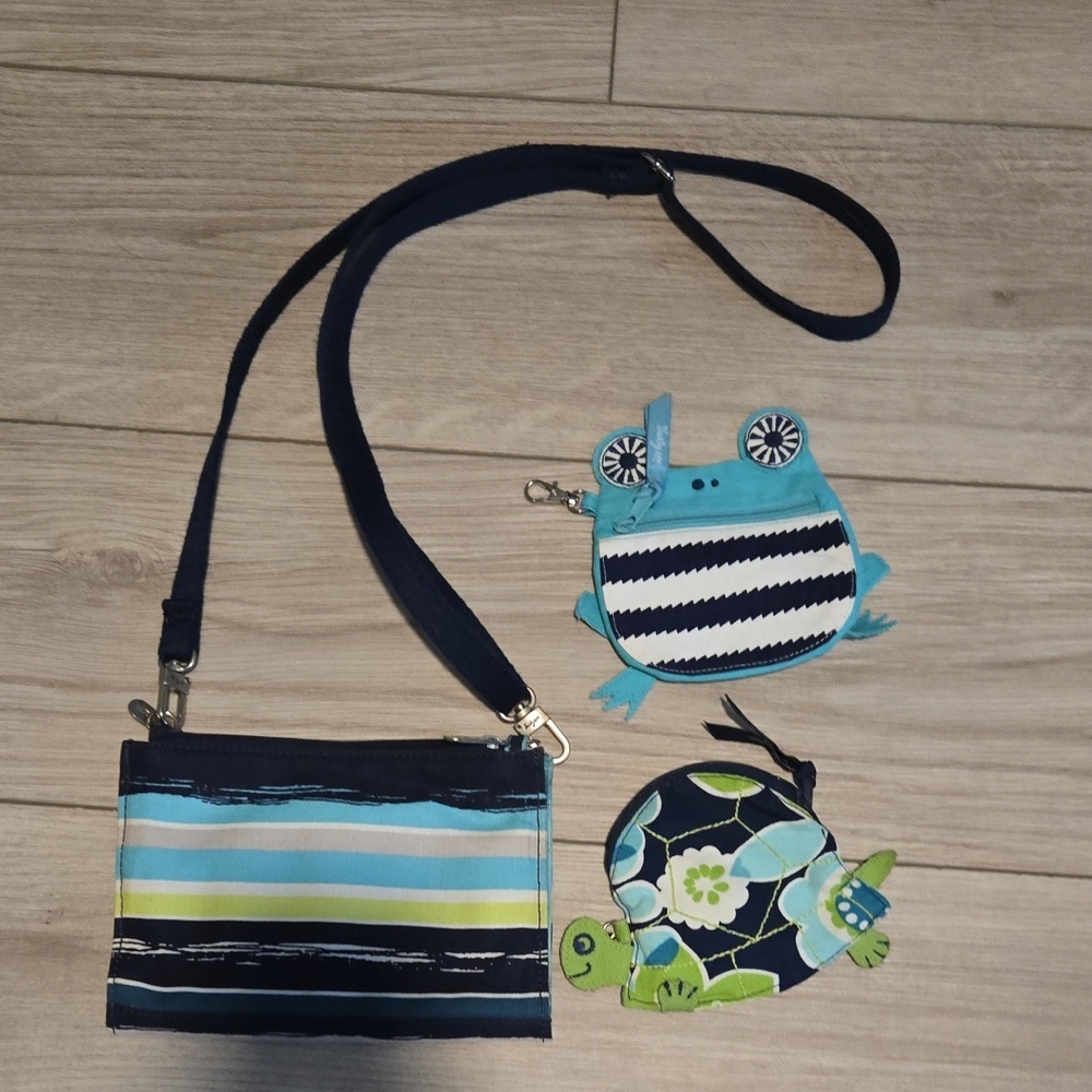 Striped Blue and Green Kids Crossbody Bag Set